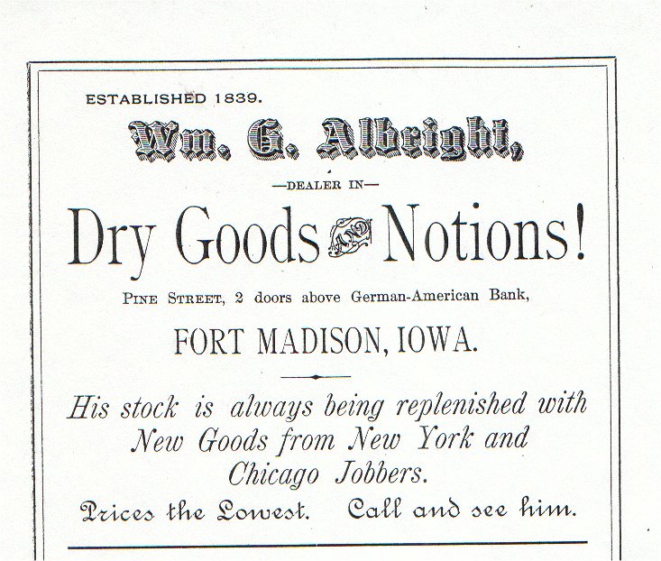 Albright store ad